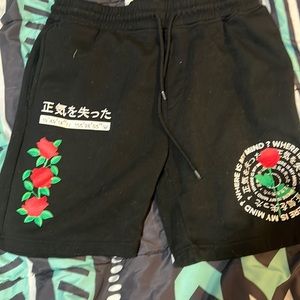 Black embroided shorts